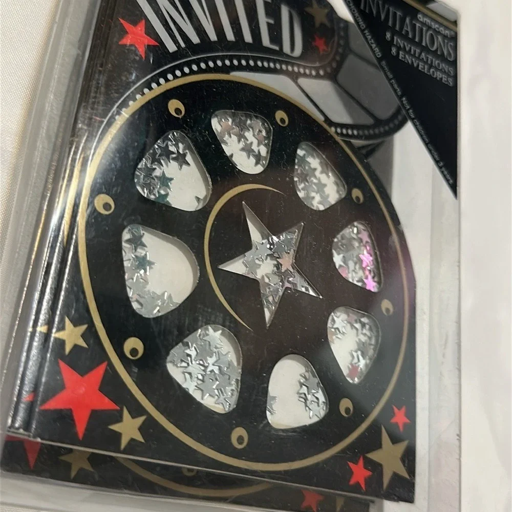 Amscan Movie Film Reel Shaker Party Invitations 8 Count Hollywood Cinema Theme